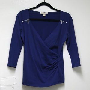 Michael Kors Ruched Cotton Zipper Top